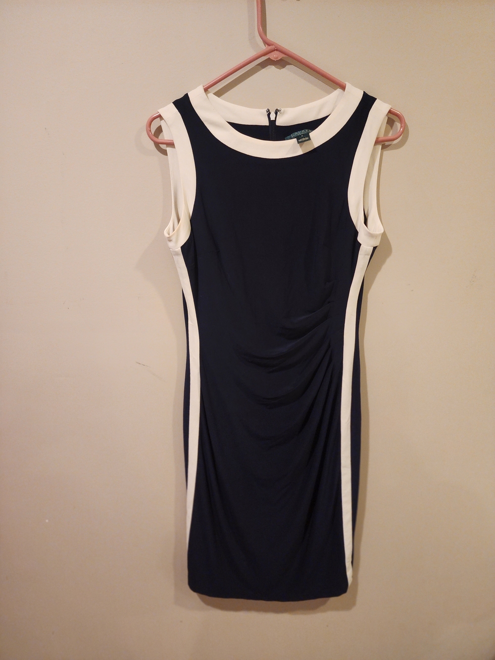 Ralph Lauren Navy Dress with White Trim - Sleeveless Midi